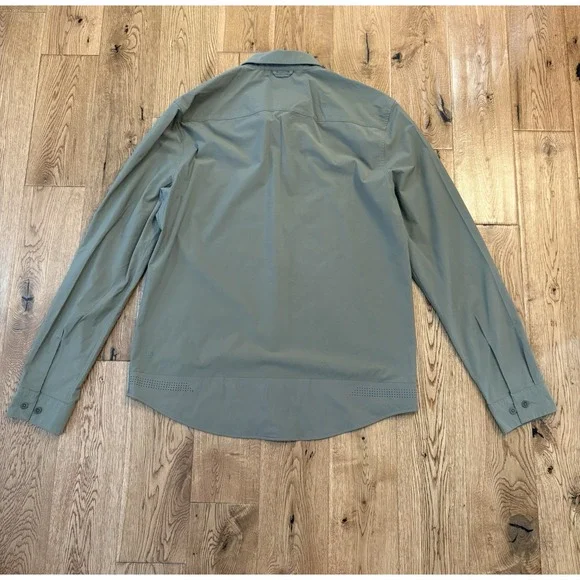 Lululemon Off The Chain Shirt Green Performance Stretch Button Down Sz Large - Picture 4 of 5